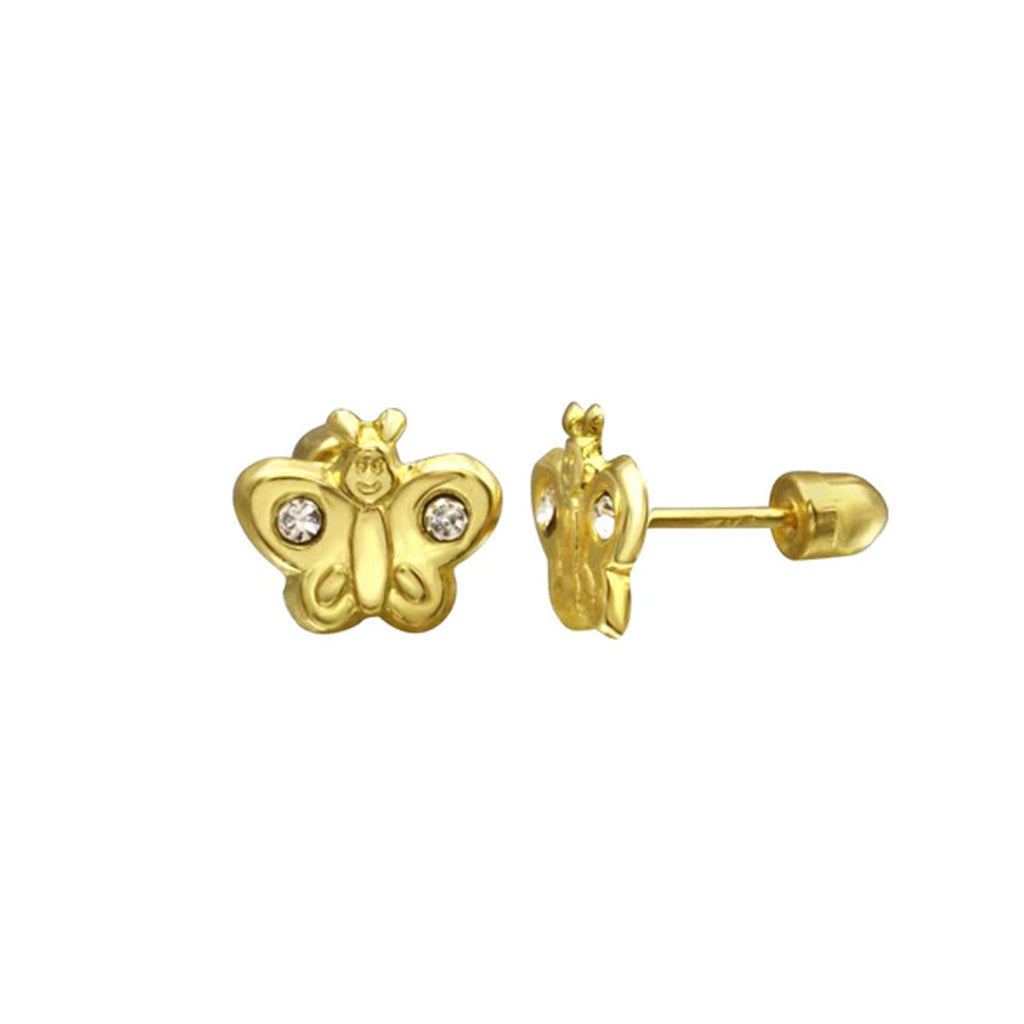 Yellow Gold Butterfly Stud Earrings