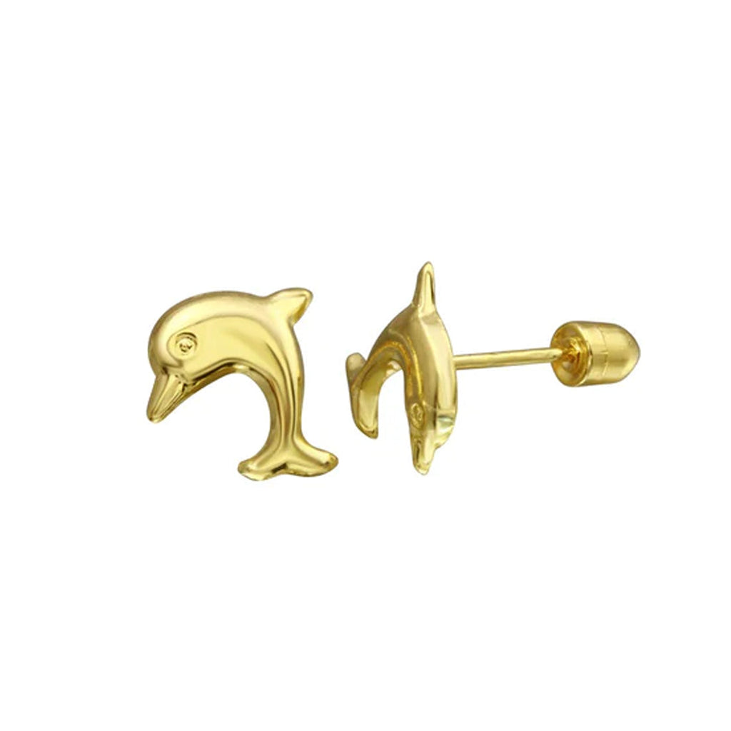 Yellow Gold Dolphin Stud Earrings