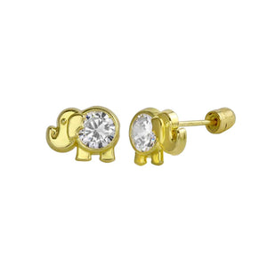 Yellow Gold Elephant Stud Earrings