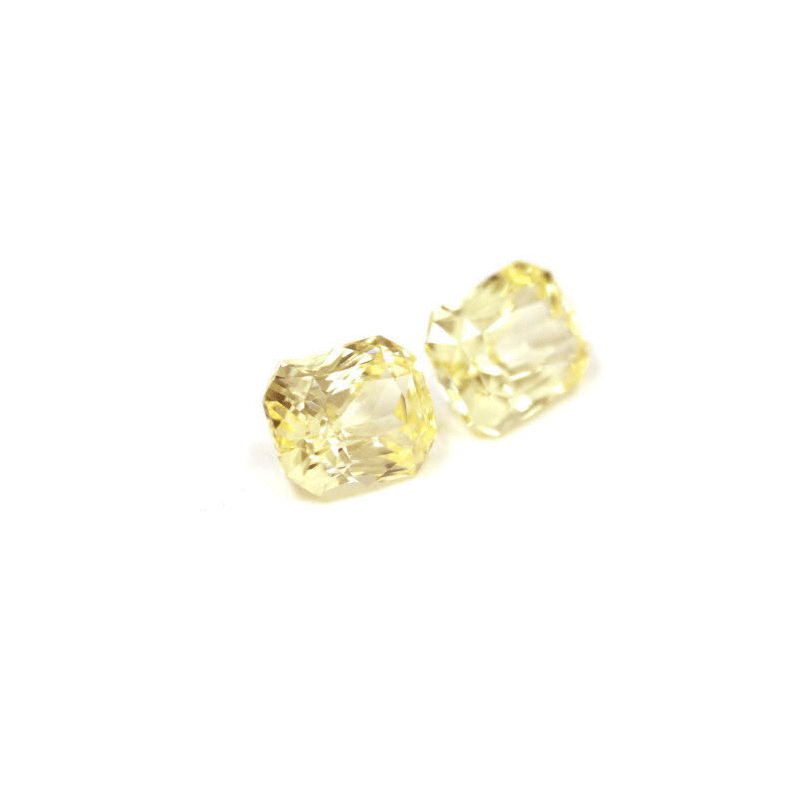 Emerald Cut Yellow Sapphire Matched Pair Untreated 3.28cttw.