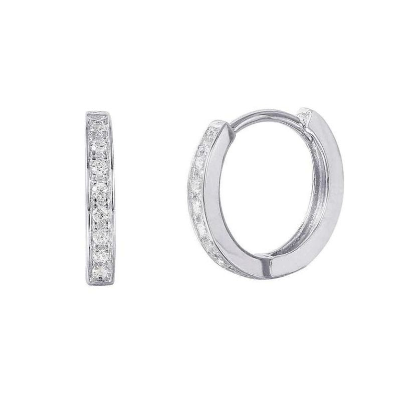 Silver huggie hoops with CZ