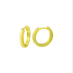 Yellow gold huggie hoops