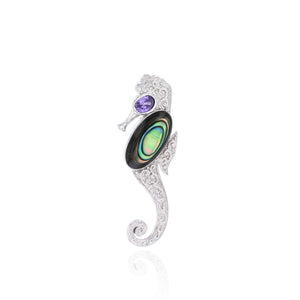 Abalone Oval  Seahorse & Oval Amethyst Eyes Pendant