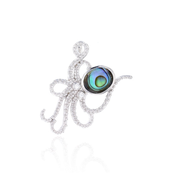 Abalone Oval Shape Textured Swirl Octopus Pendant