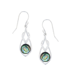 Abalone Round Shape on Open Teardrop  Earring