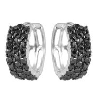 Black Rhodium and Three huggie hoop Earrings