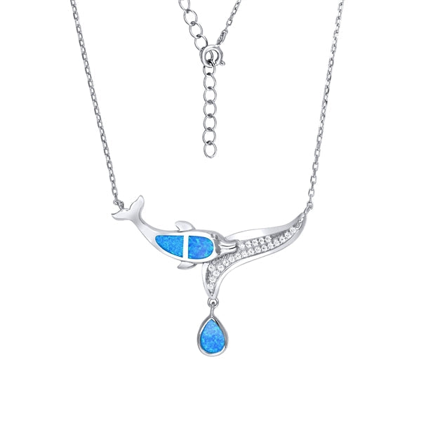 Blue Dolphin Dangle Necklace