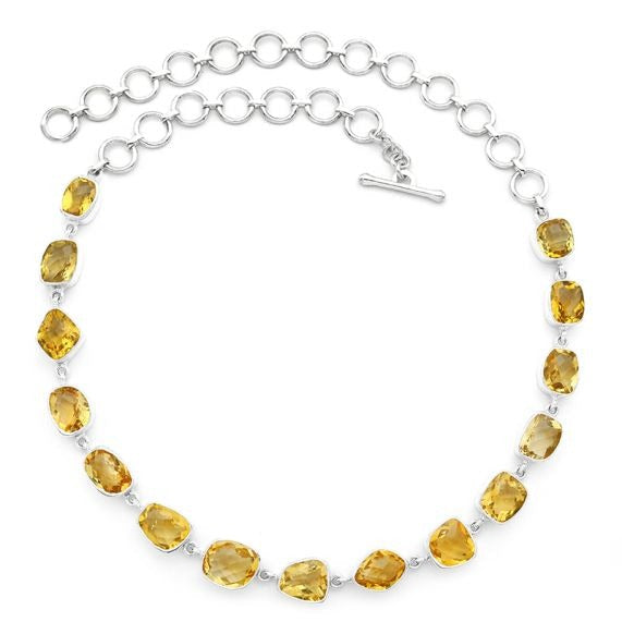 Fancy Cut Citrine Necklace (Nj)
