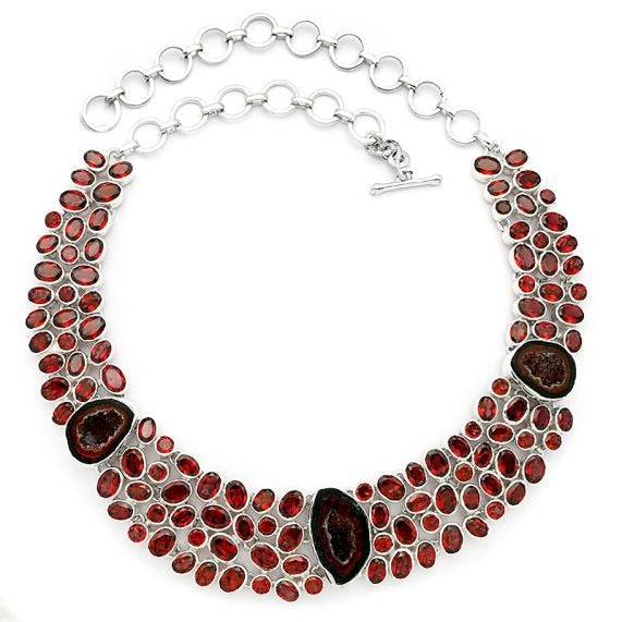 Coconut Geode Natural Druzuy Garnet Galore