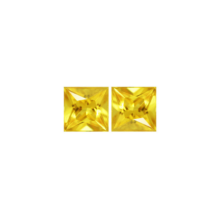 Yellow Sapphire Square Matched Pair  1.78 cttw.