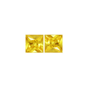 Yellow Sapphire Square Matched Pair  1.78 cttw.