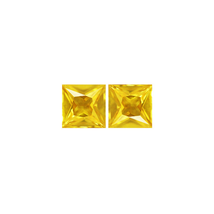 Yellow  Sapphire Square Matched Pair 1.42 cttw.