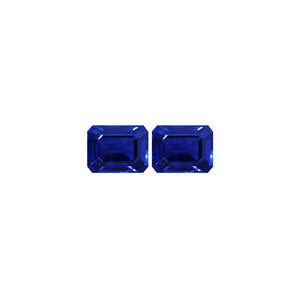 BLUE SAPPHIRE AGL Certified Untreated 4.46 cttw. Emerald Cut Matched Pair