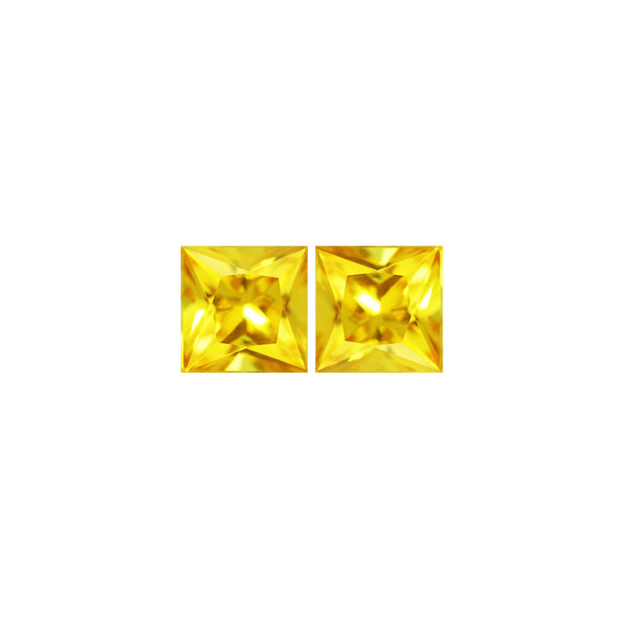 Yellow Sapphire Square Matched Pair 2.85 cttw.