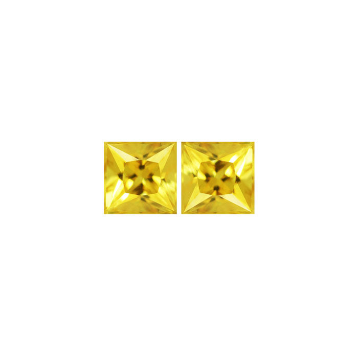 Yellow  Sapphire Square Matched Pair 1.73  cttw.