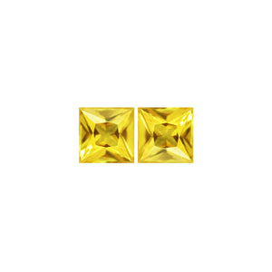 Yellow Sapphire Square Matched Pair 1.48 cttw.