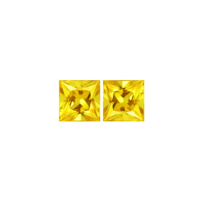 Yellow  Sapphire Square Matched Pair 1.85 cttw.