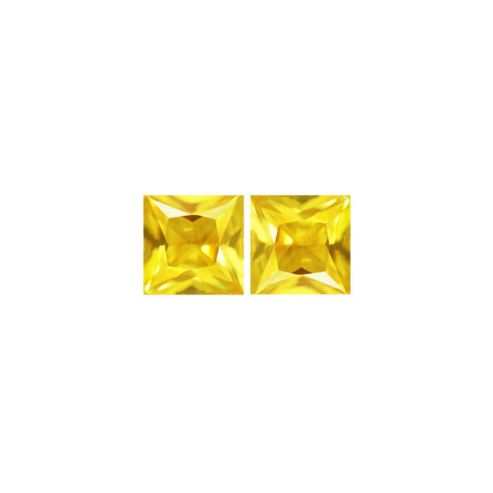 Yellow Sapphire Square Matched Pair 1.49 cttw.