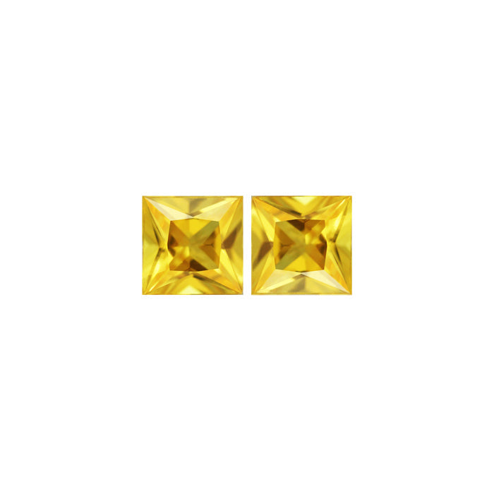 Yellow Sapphire Square Matched Pair 2.71 cttw.