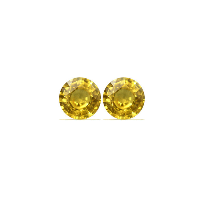 Yellow Sapphire Round Matched Pair  3.39 cttw.