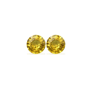 Yellow Sapphire Round Matched Pair  3.39 cttw.