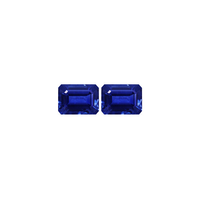 BLUE SAPPHIRE AGL Certified Untreated 3.83 cttw.  Emerald  Cut Matched Pair