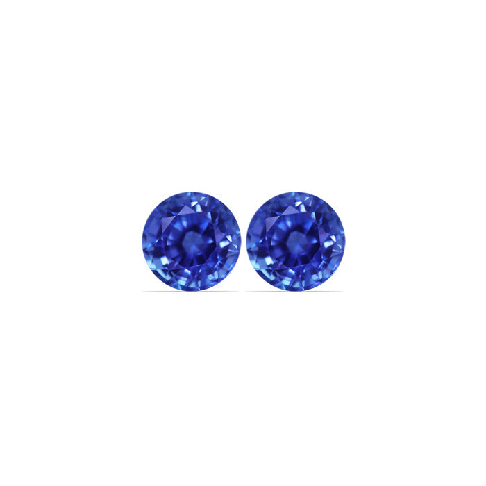 BLUE SAPPHIRE AGL Certified Untreated 5.01 cttw. Round Matched Pair