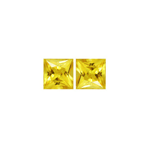 Yellow Sapphire Square Matched Pair 1.73 cttw.