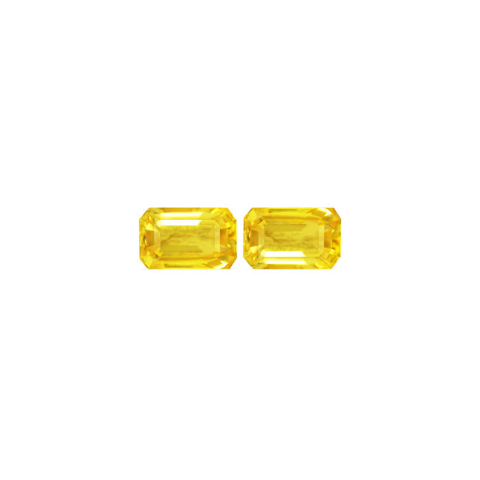 Emerald Cut Yellow Sapphire Matched Pair 6.20cttw.