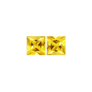 Yellow Sapphire Square Matched Pair 2.49 cttw.