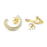 Gold Plated Crescent Hoop Clear Earrings