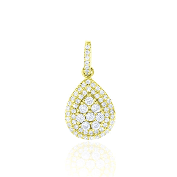 Gold Plated Teardrop Pave Pendant