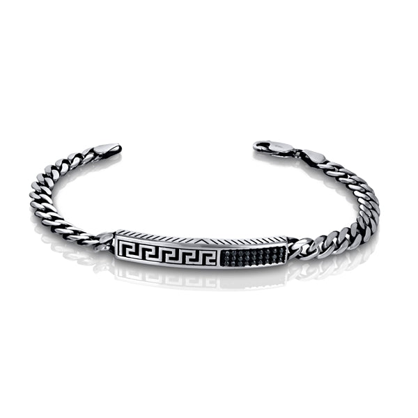 Greek Key w Black  ID Bracelet
