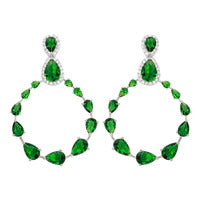 Green and Clear Teardrop with Open Hanging Earrings