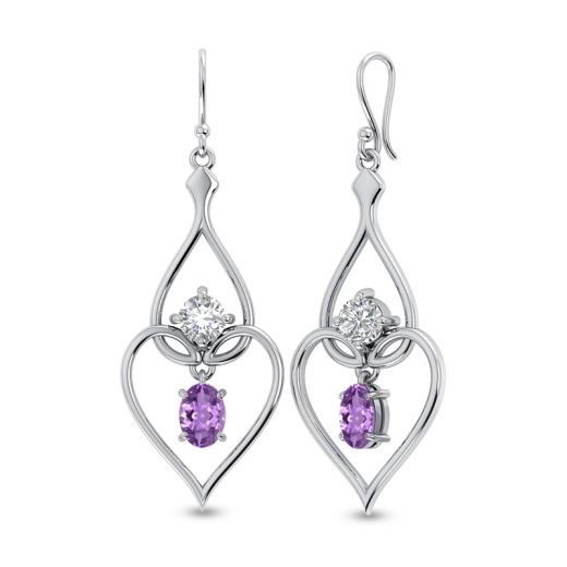 Heart Dangling with Amethyst Earring