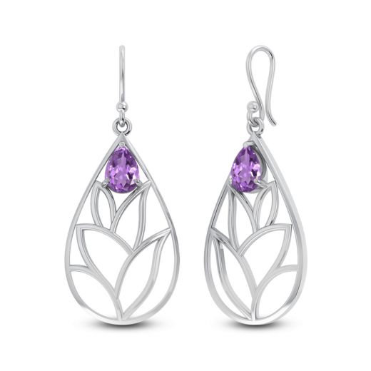 Leaves Style with Amethyst Earring