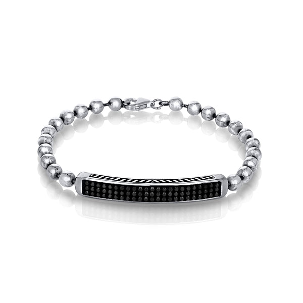 Mate Finish Bead with Black ID Bracelet