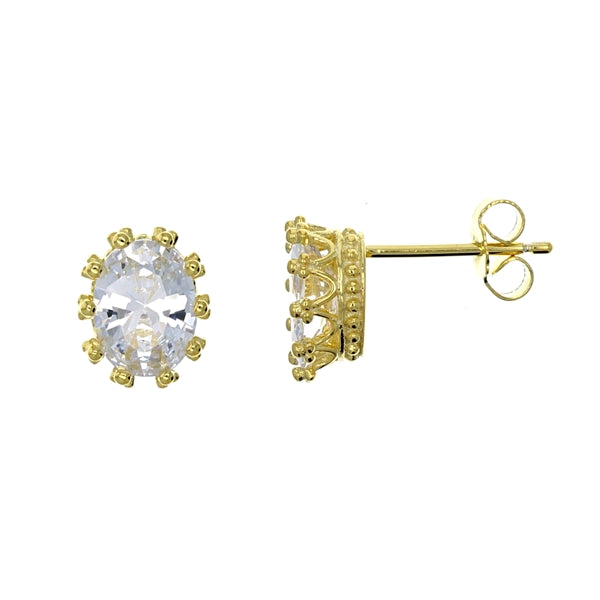 Oval Crown Stud Earring