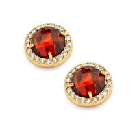 Red Center Clear Outline Stud Earrings