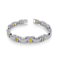 Rhodium Plated Clear and Yellow  Bracelet
