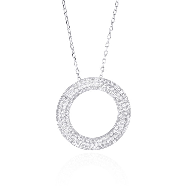 Cutout Circle Pave Necklace