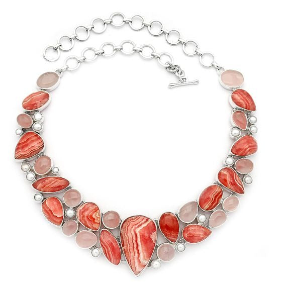 Rhodochrosite,RoseQT,Freshwater pearl