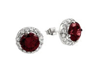 Round Red Stud Earrings