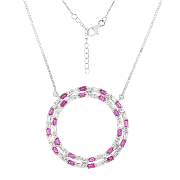 Row Circle Baguette Ruby Crystal