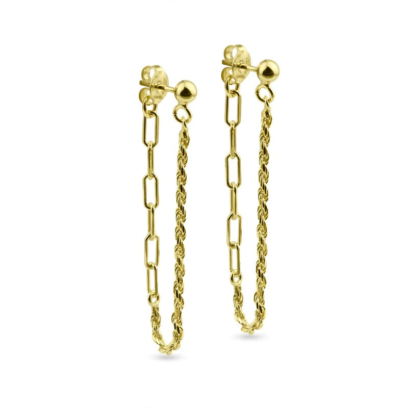Dangling Rope and Paperclip Stud Earrings