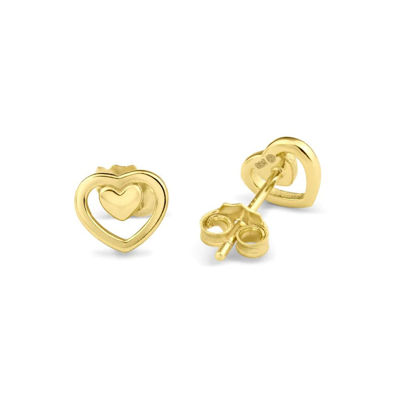 Gold Two Hearts  Earrings