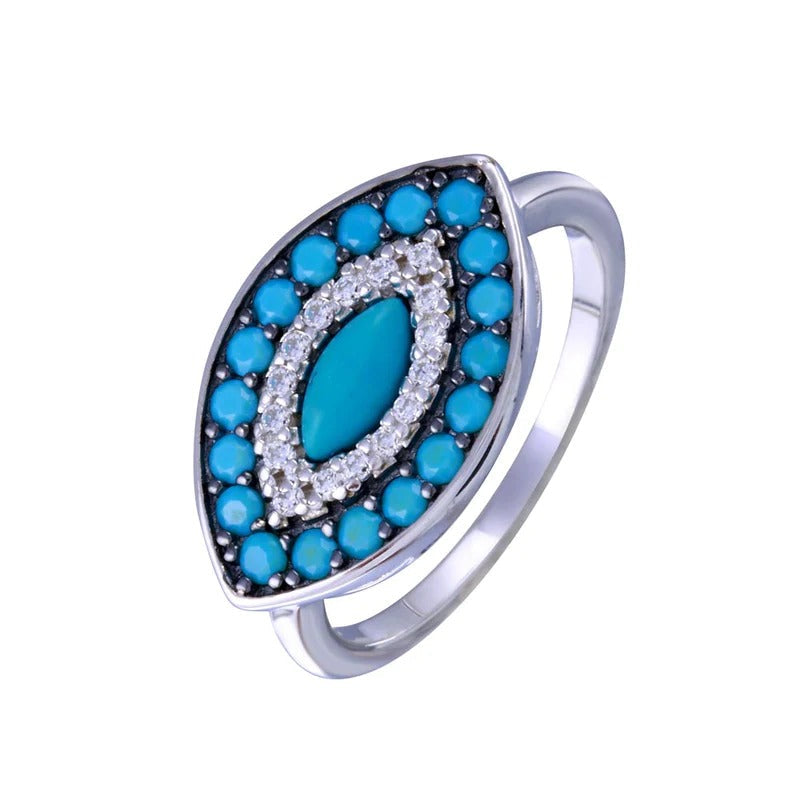 Turquoise  Evil Eye Ring