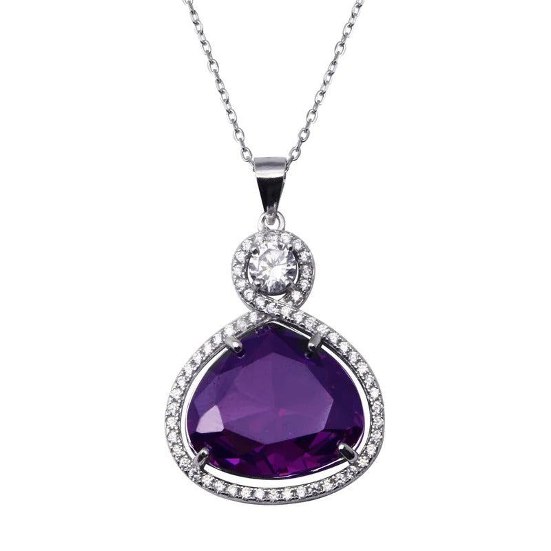 Fancy Cut Amethyst  and CZ Adjustable Necklace