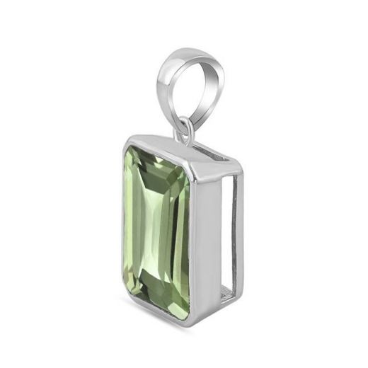 Square Green Amethyst Pendant