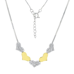 Two-Tone Hearts Alternate Pave Necklace